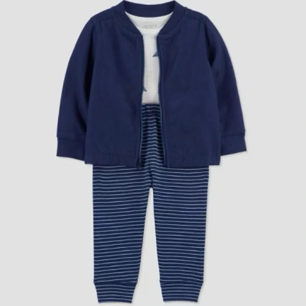 Carter’s Just One You Striped Planes Top and Bottom 3 piece Set Baby Boy
